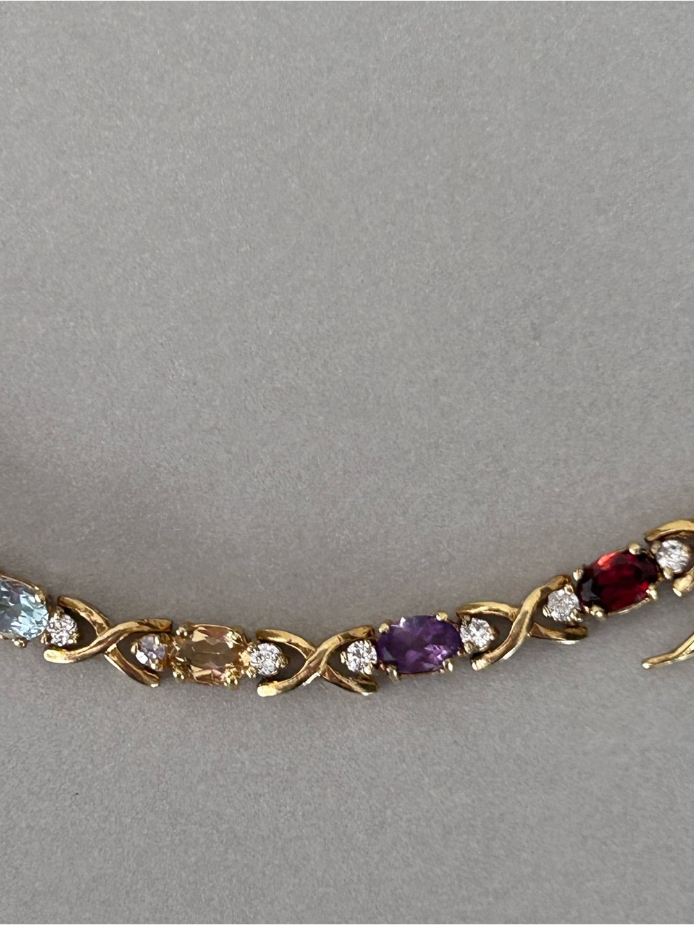 Vtg DBJ 925 Sterling Silver Gold Vermeil Rainbow Multi Gemstone XO Tennis Bracel - Picture 2 of 16